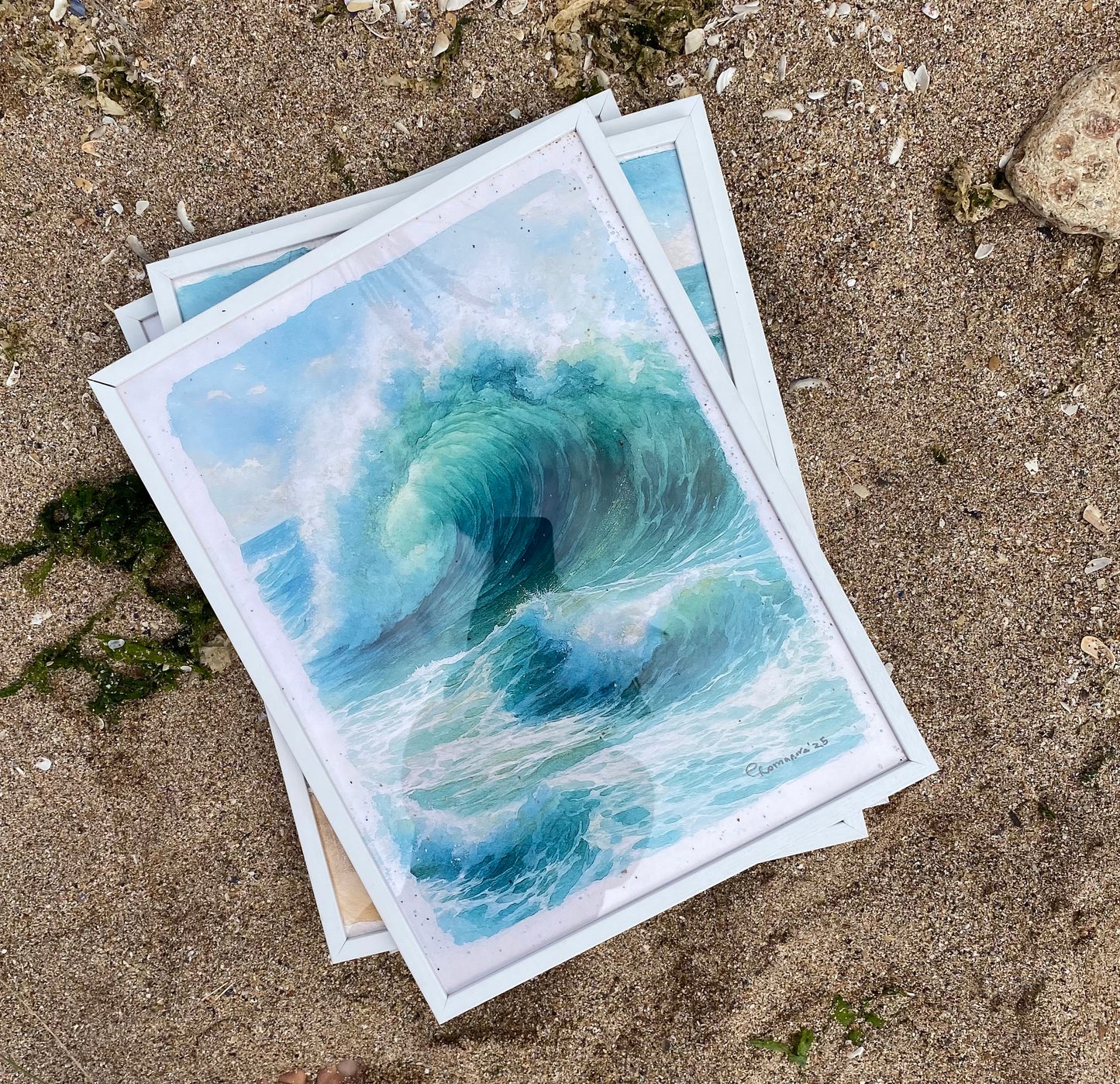 Watercolor Wave Landscape Painting