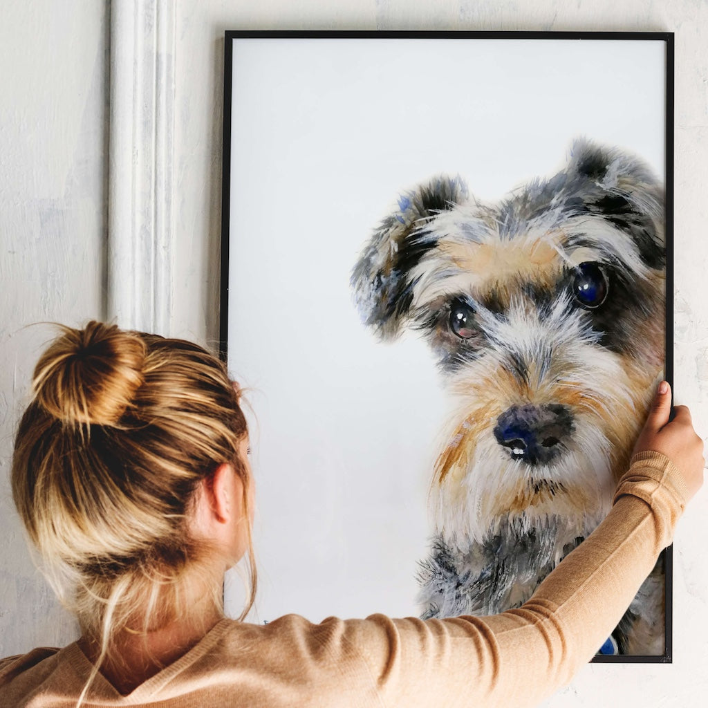 Peek-a-boo Pet Portrait Original Watercolor Masterpiece.