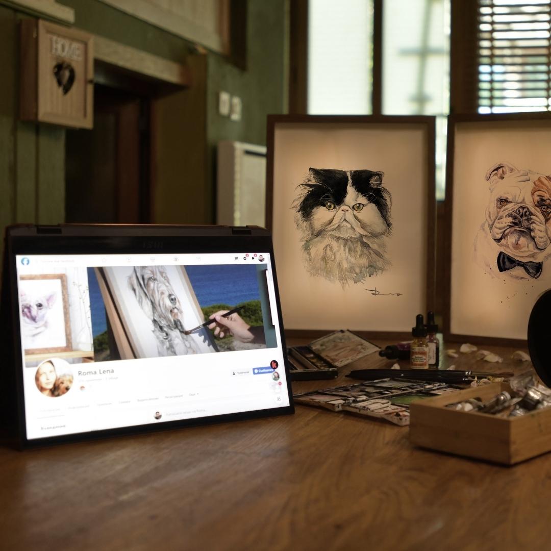 Watercolor pet portrait options