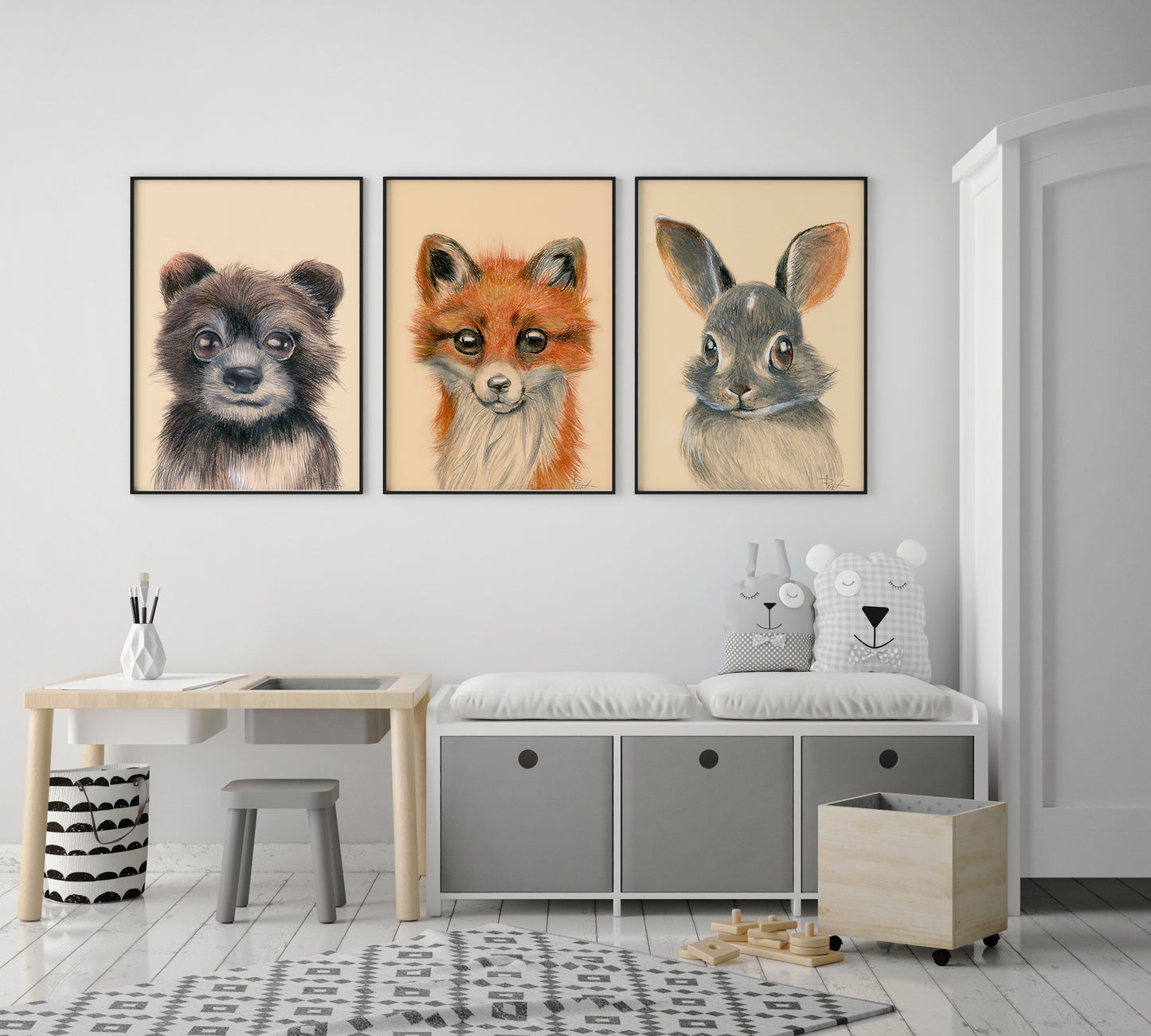 Peekaboo children art print 
