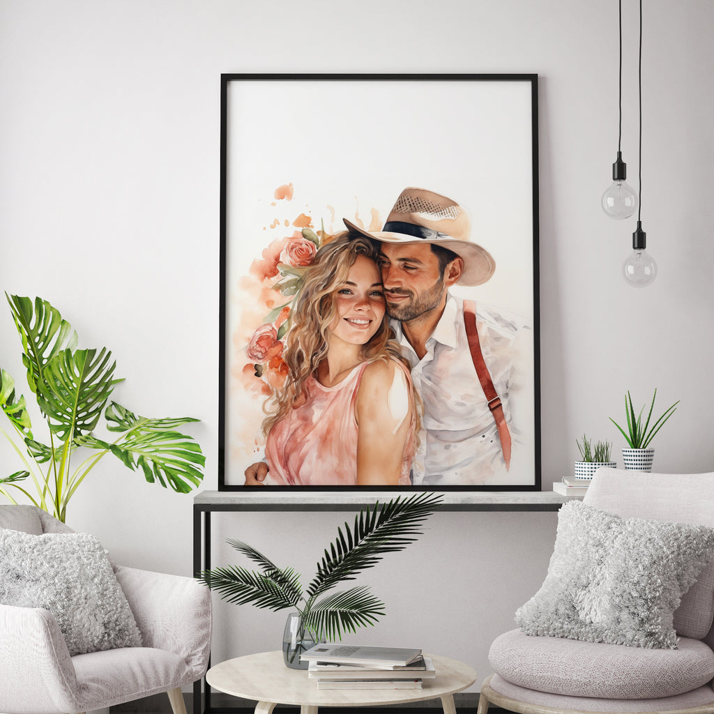 Anniversary watercolour portrait wedding gift