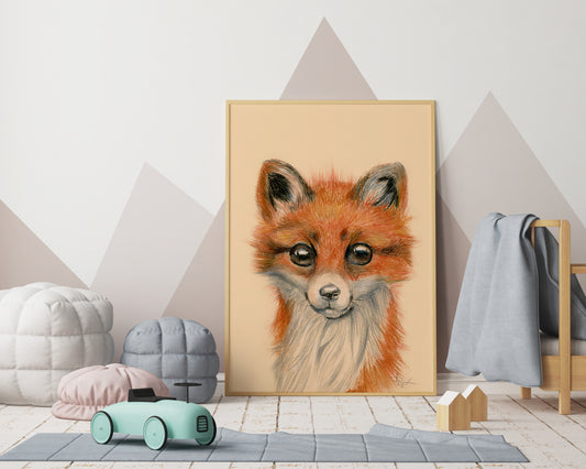 Fox peekaboo art print from original 