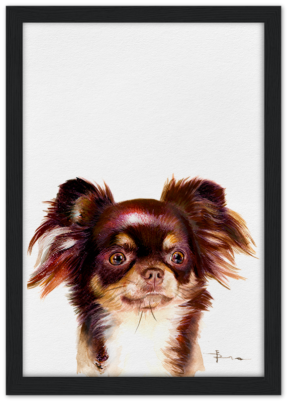 Framed artwork of chihuahua Romalenaart