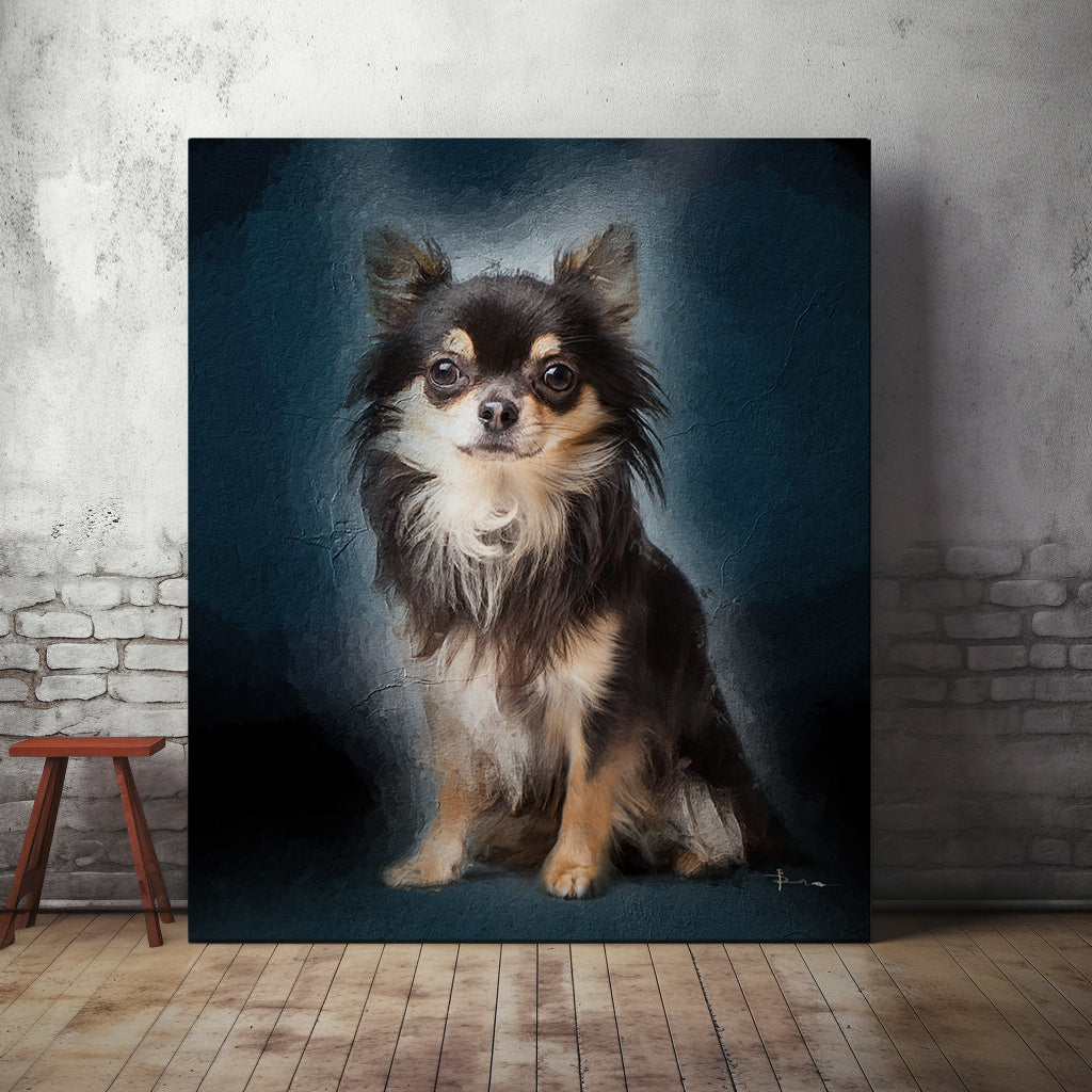 Custom canvas pet portrait with girl