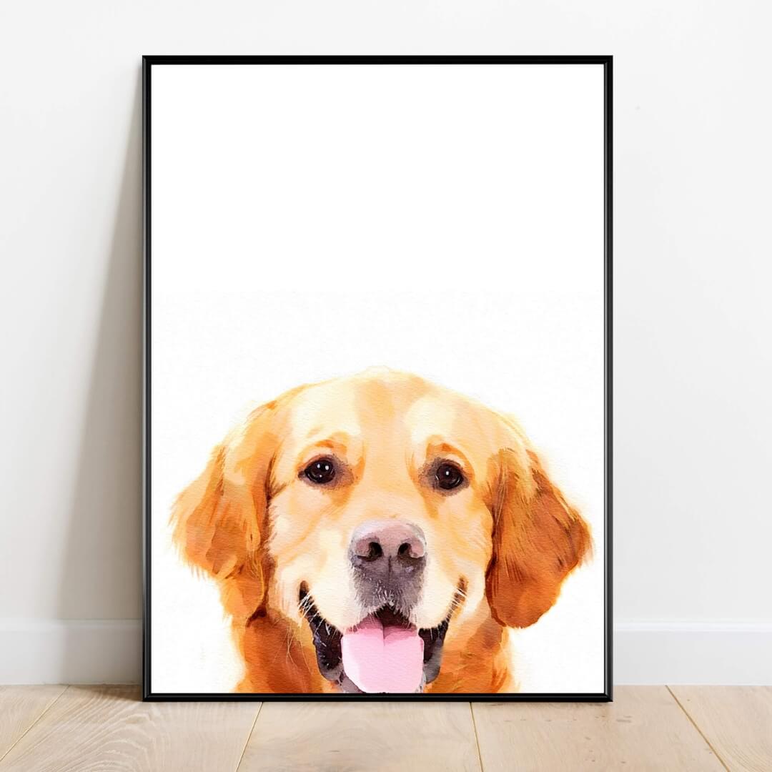Peek-a-boo Pet Portrait Original Watercolor Masterpiece.