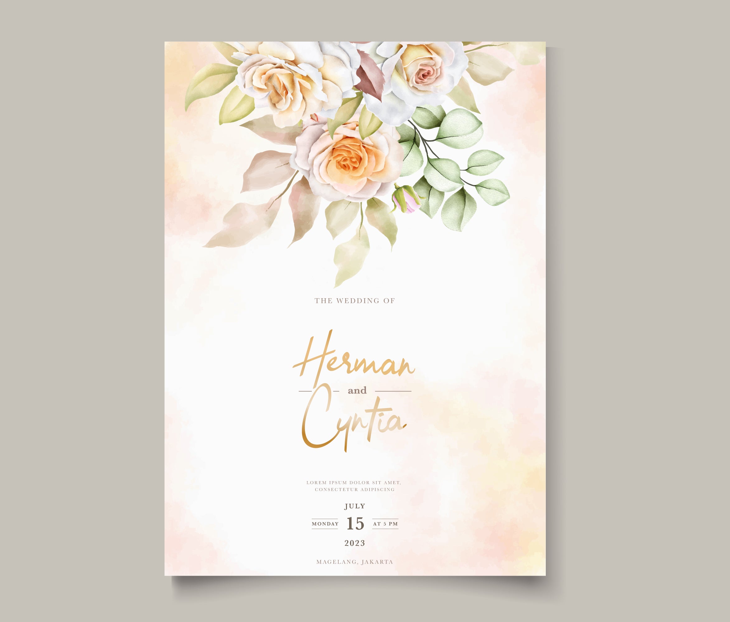 Wedding invitation gold effect