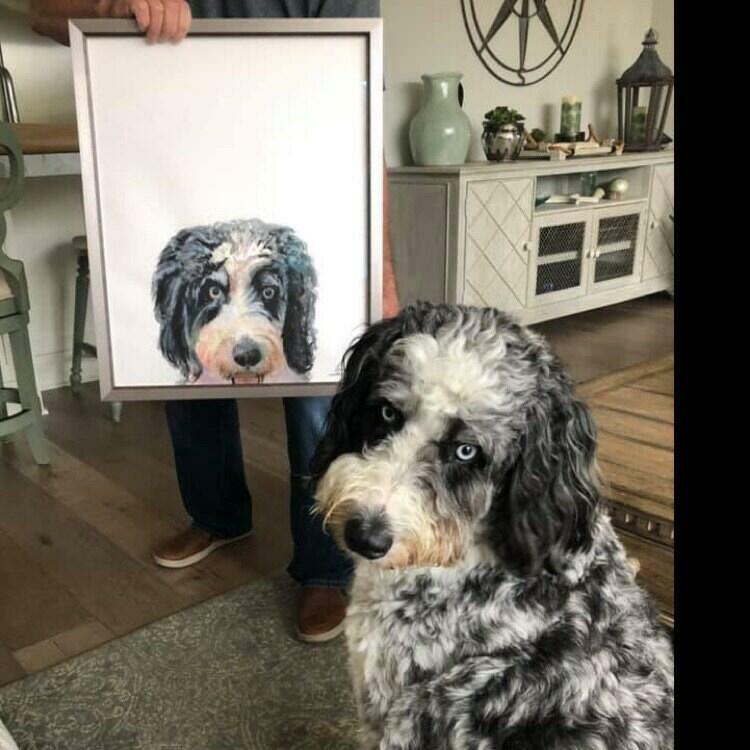 Peek-a-boo Pet Portrait Original Watercolor Masterpiece.