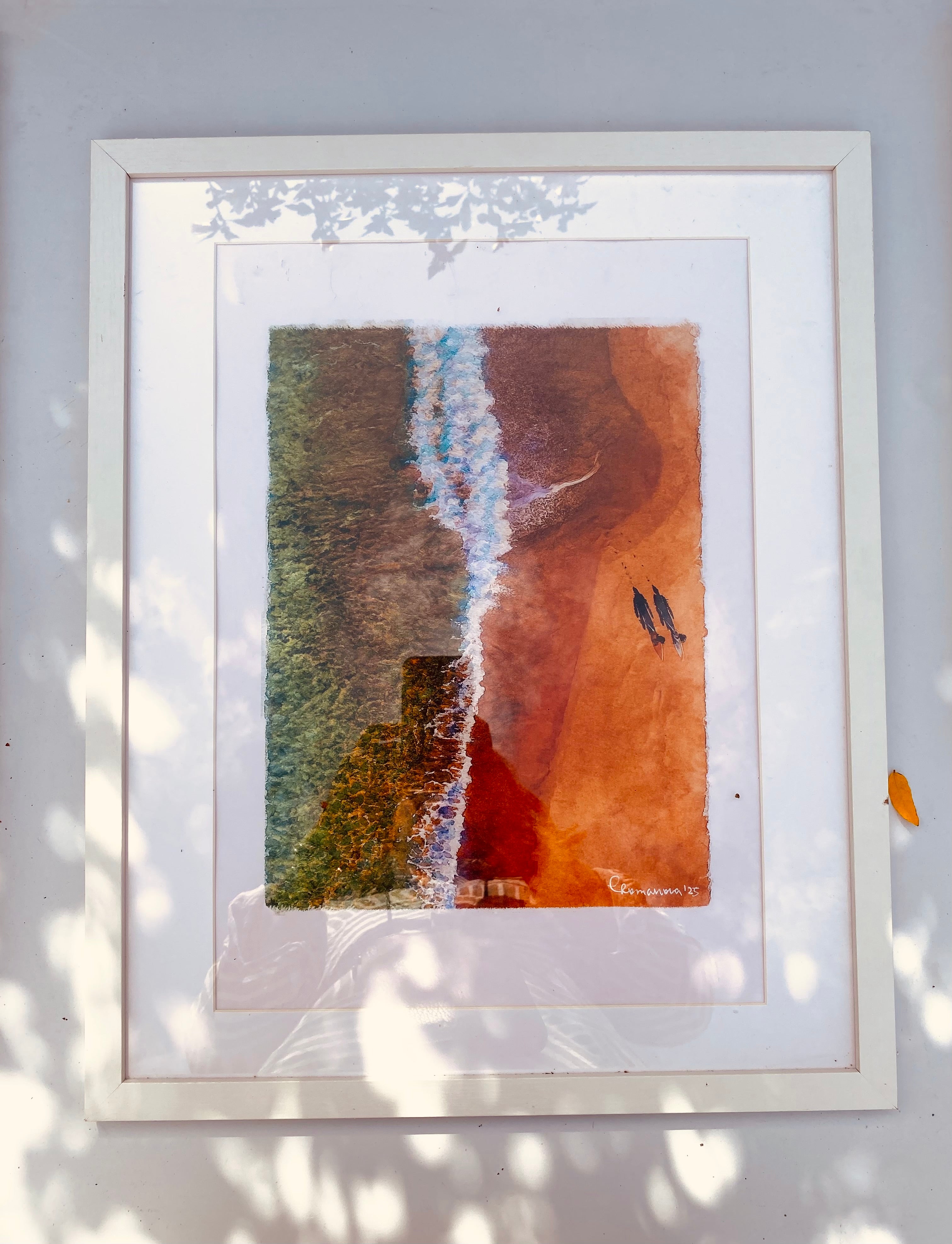 Two in Sunny Beach Landscape – Original Watercolor Painting