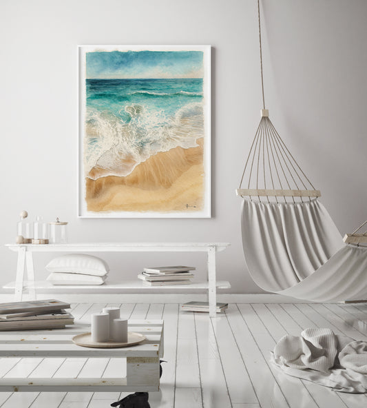 Sea Sand Watercolor Art Print - Coastal Serenity Collection