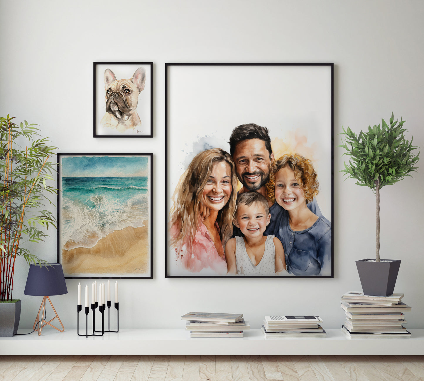 Custom Watercolor Family Portrait from you photo