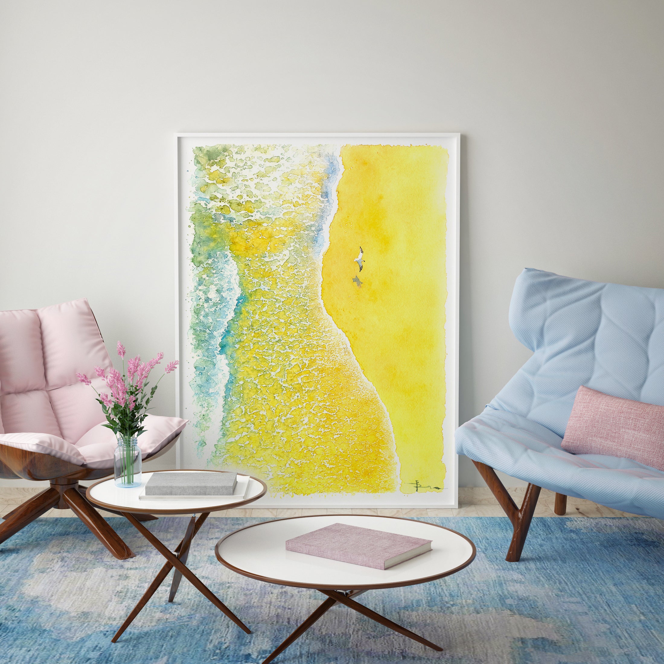 Beach Sea Landscape – Original Watercolor Painting