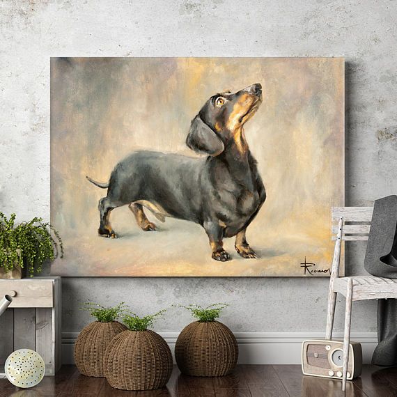 Custom Painting of a dachshund on a wall from photo