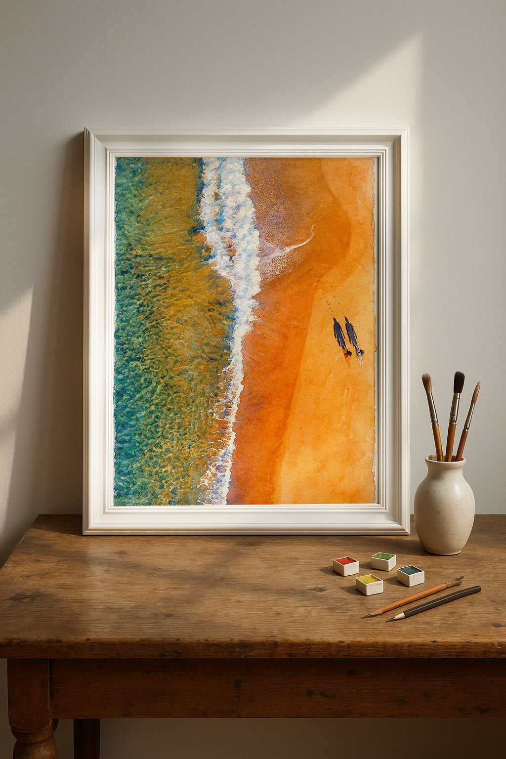 Ocean Waves Watercolor Art Print | Hand-Painted Coastal Serenity
