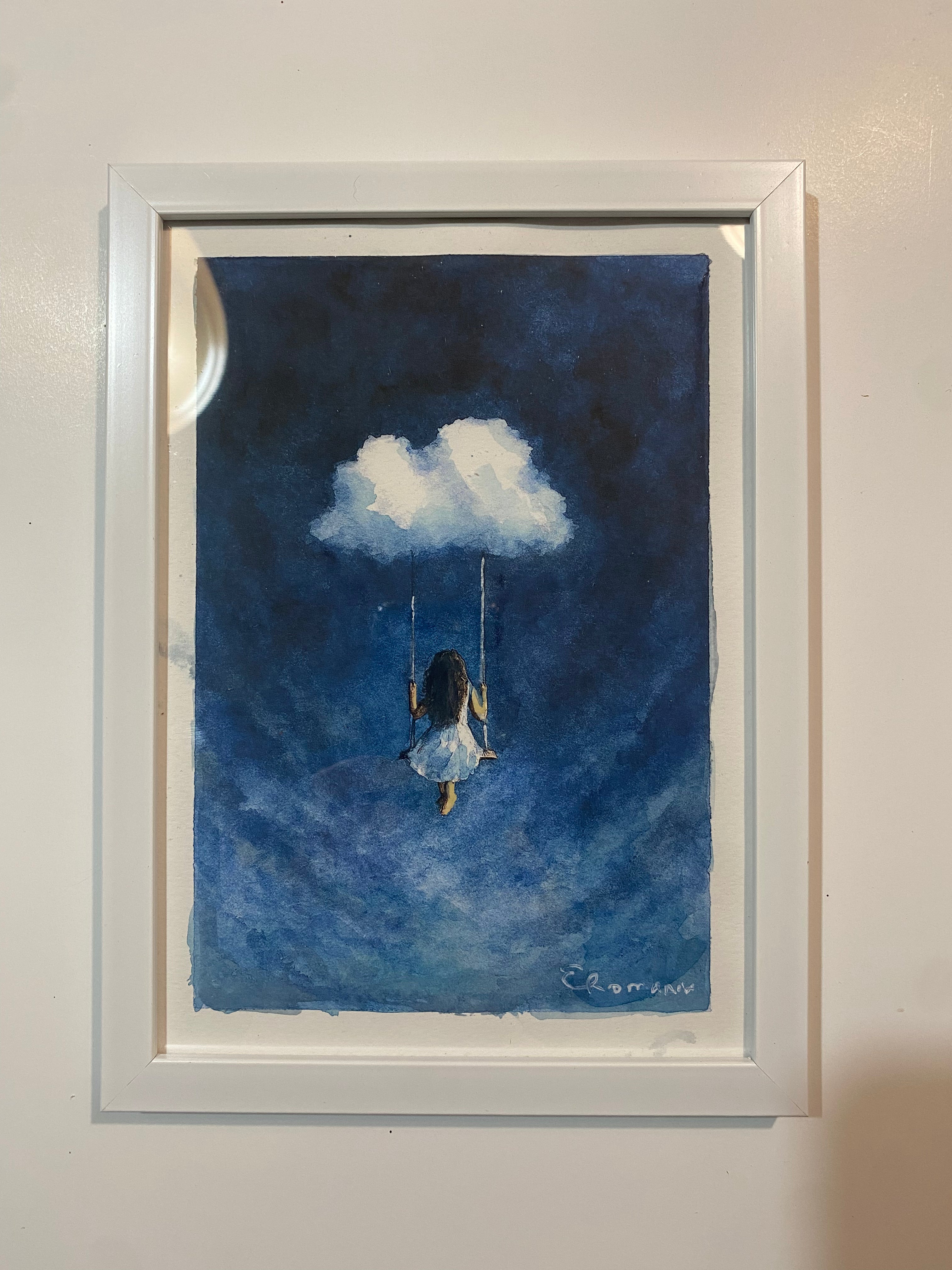 Dreaming Girl in the sky | Original Watercolour Art