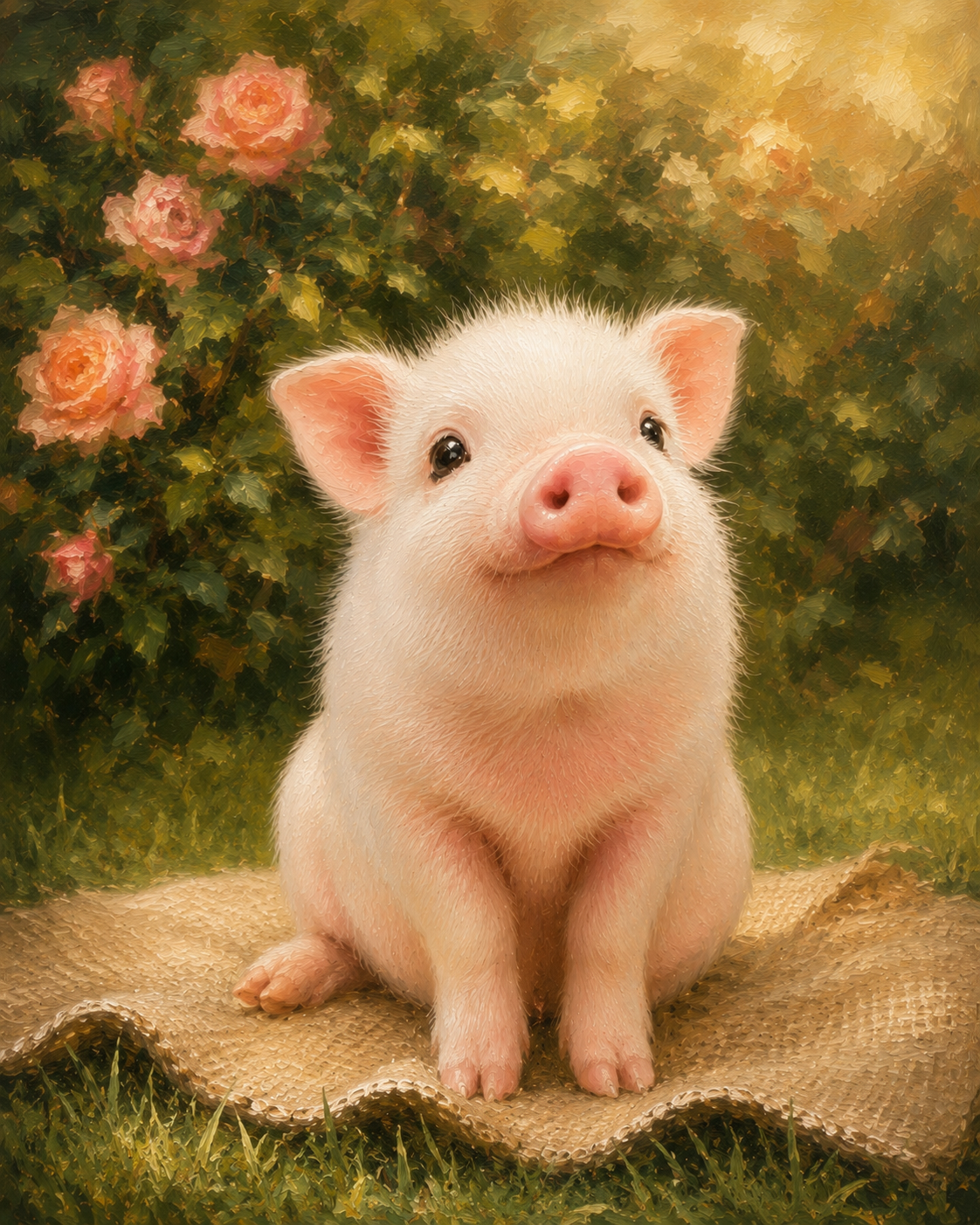 Piglet Original Painting on Canvas | Whimsical Animal Wall Art | Handpainted
