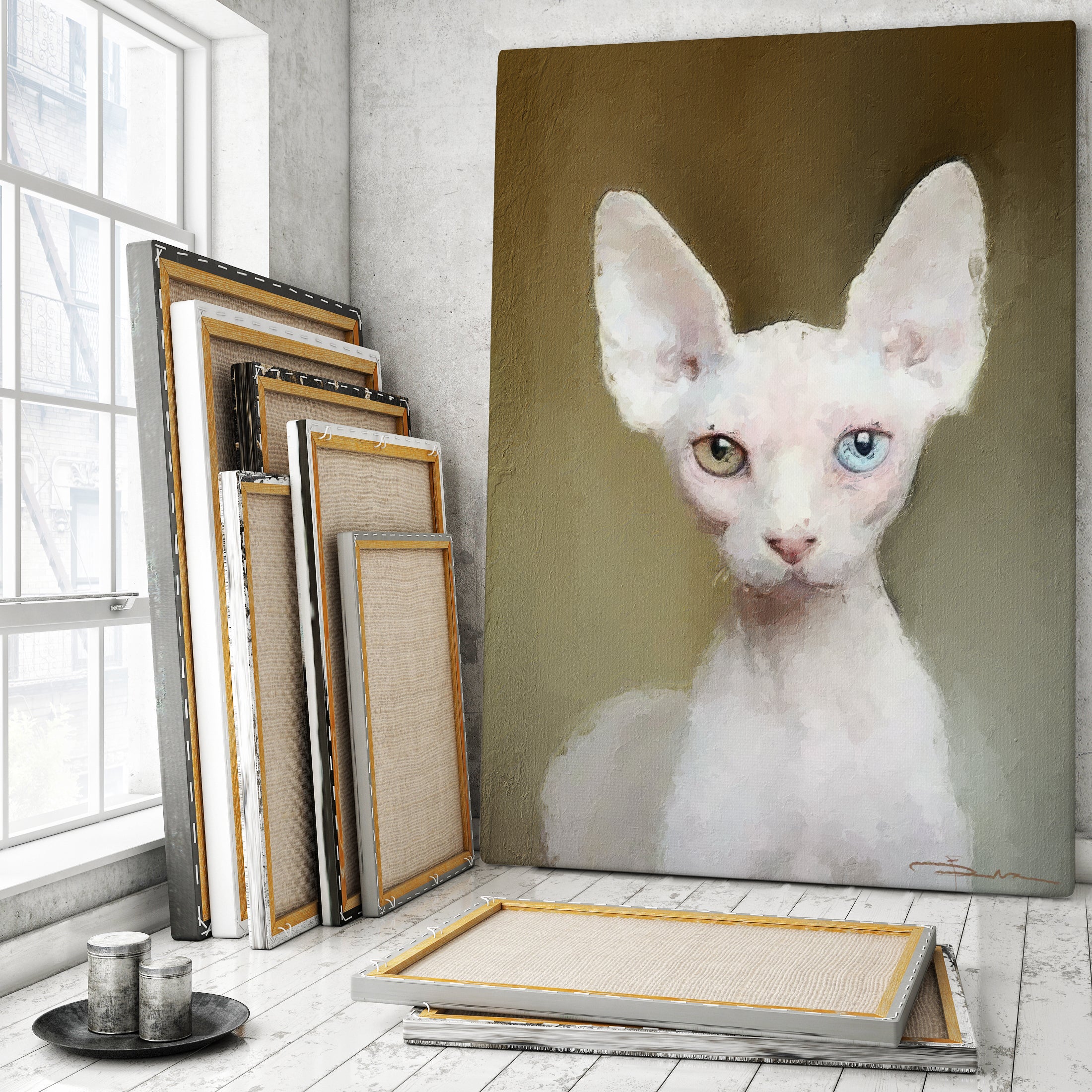 Cat portrait Oil canvas 