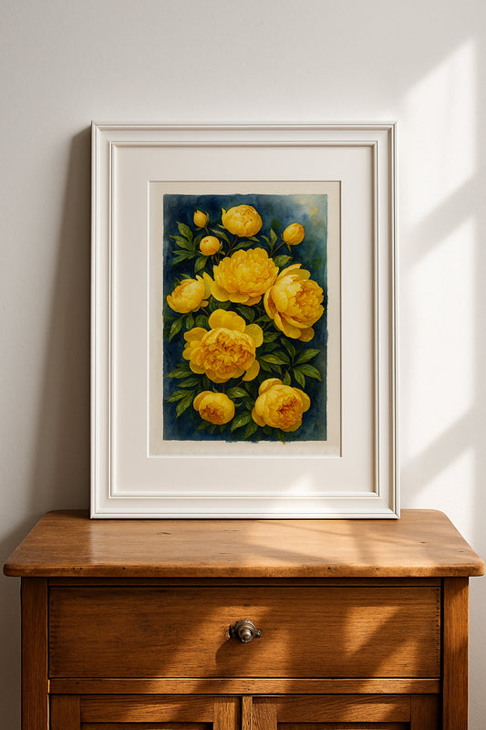 Watercolor Art Print - Yellow flowers from my country side area