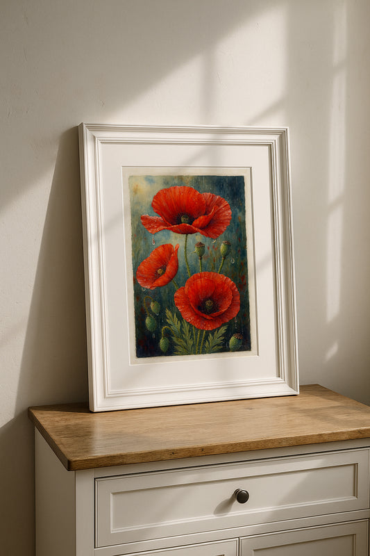 Watercolor Art Print - Poppy flowers