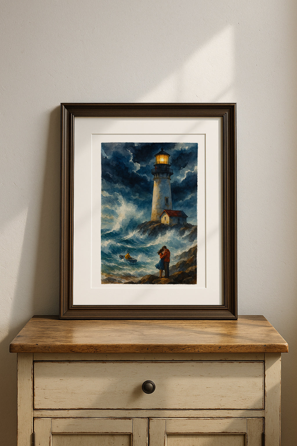 Two in the lighthouse, Sea Landscape | Original Watercolor Painting