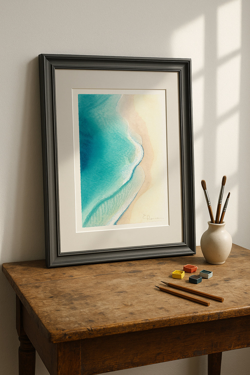 Ocean Waves. Watercolor Art Print