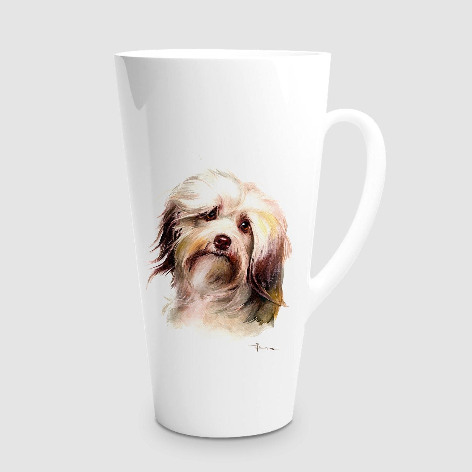 White mug with custom watercolor portrait