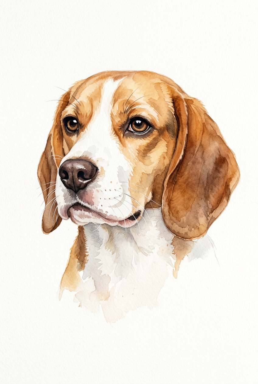 Beagle watercolor portrait