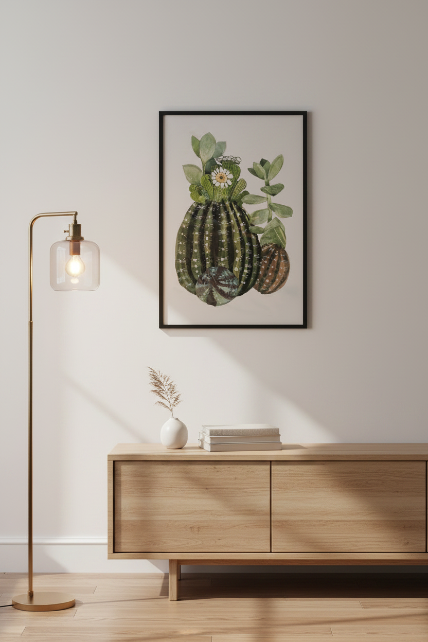 Botanical Cactus Wall Art Print | Original Watercolor Painting