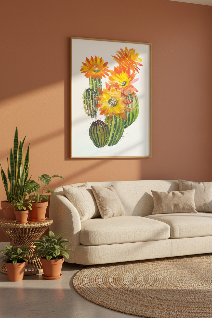 Desert Bloom – Cactus Watercolor Wall Art
