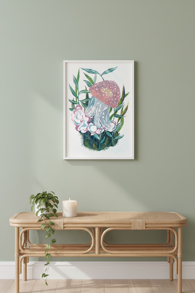 Jellyfish Botanical Wall Art | Whimsical Ocean Watercolor Painting 25x35 cm