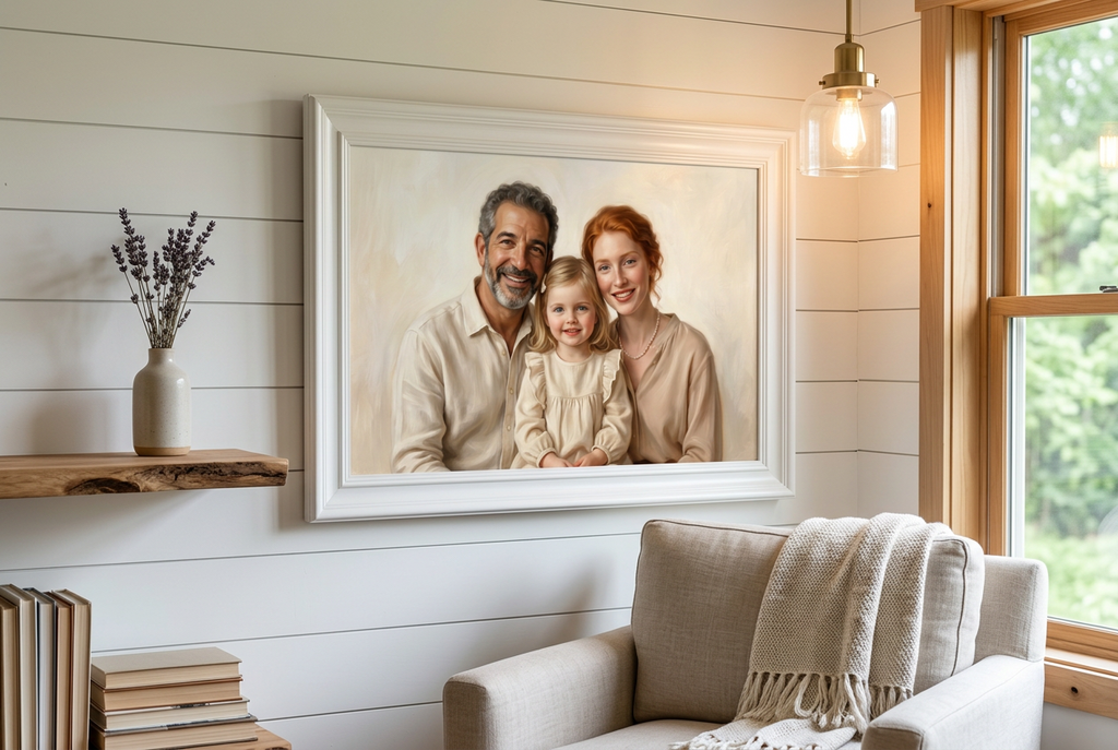 Family oil painting on canvas from photo