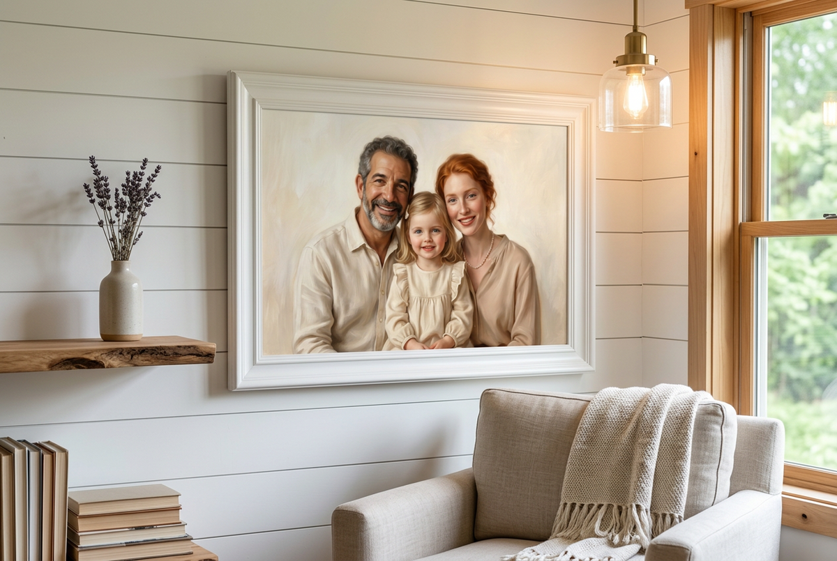 Family oil painting on canvas from photo