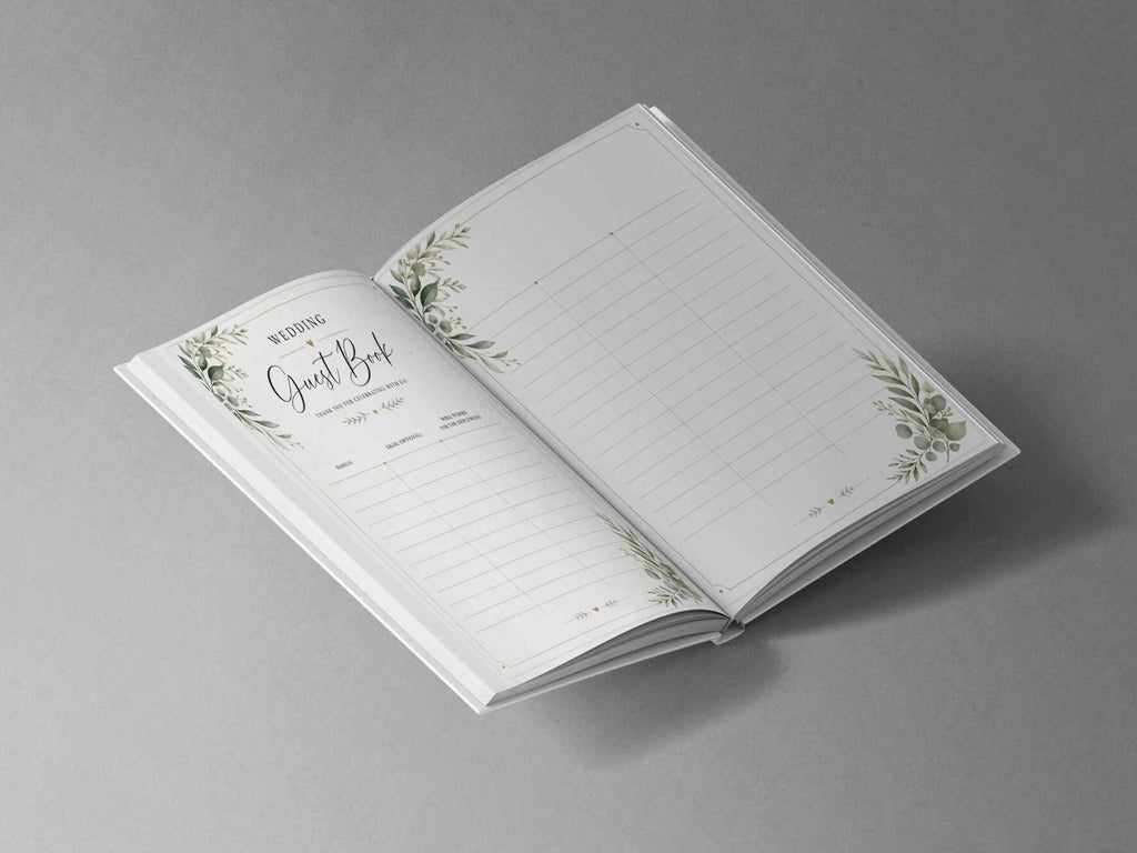 Wedding Guest Book with Original Watercolor Art