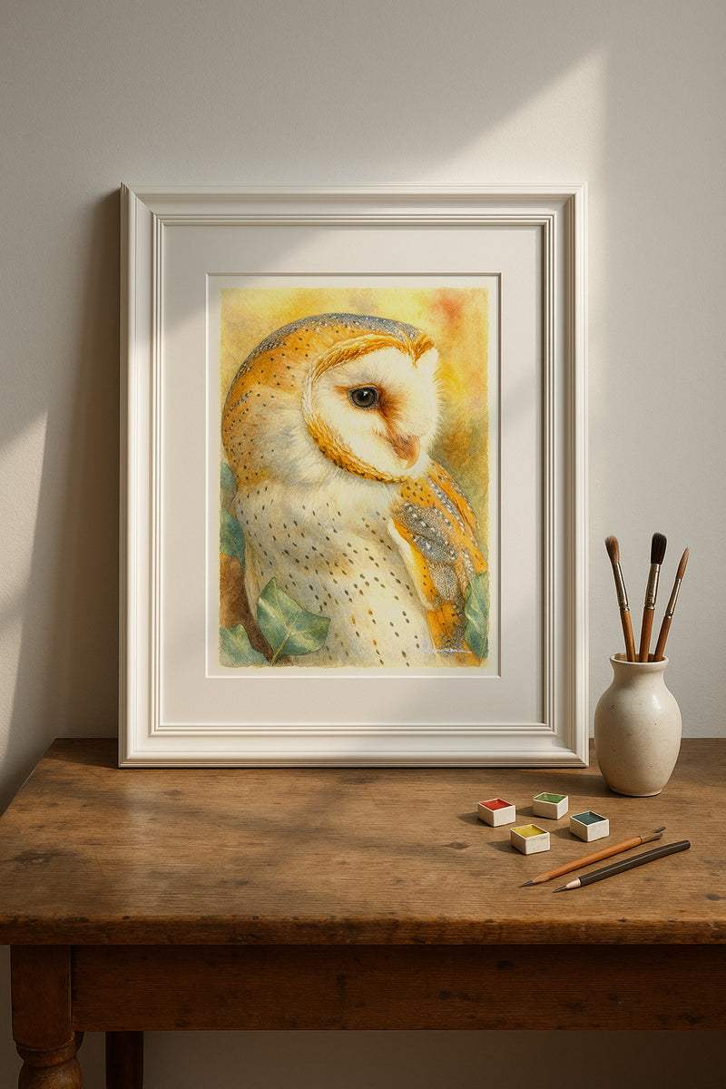 warecolor owl wall art