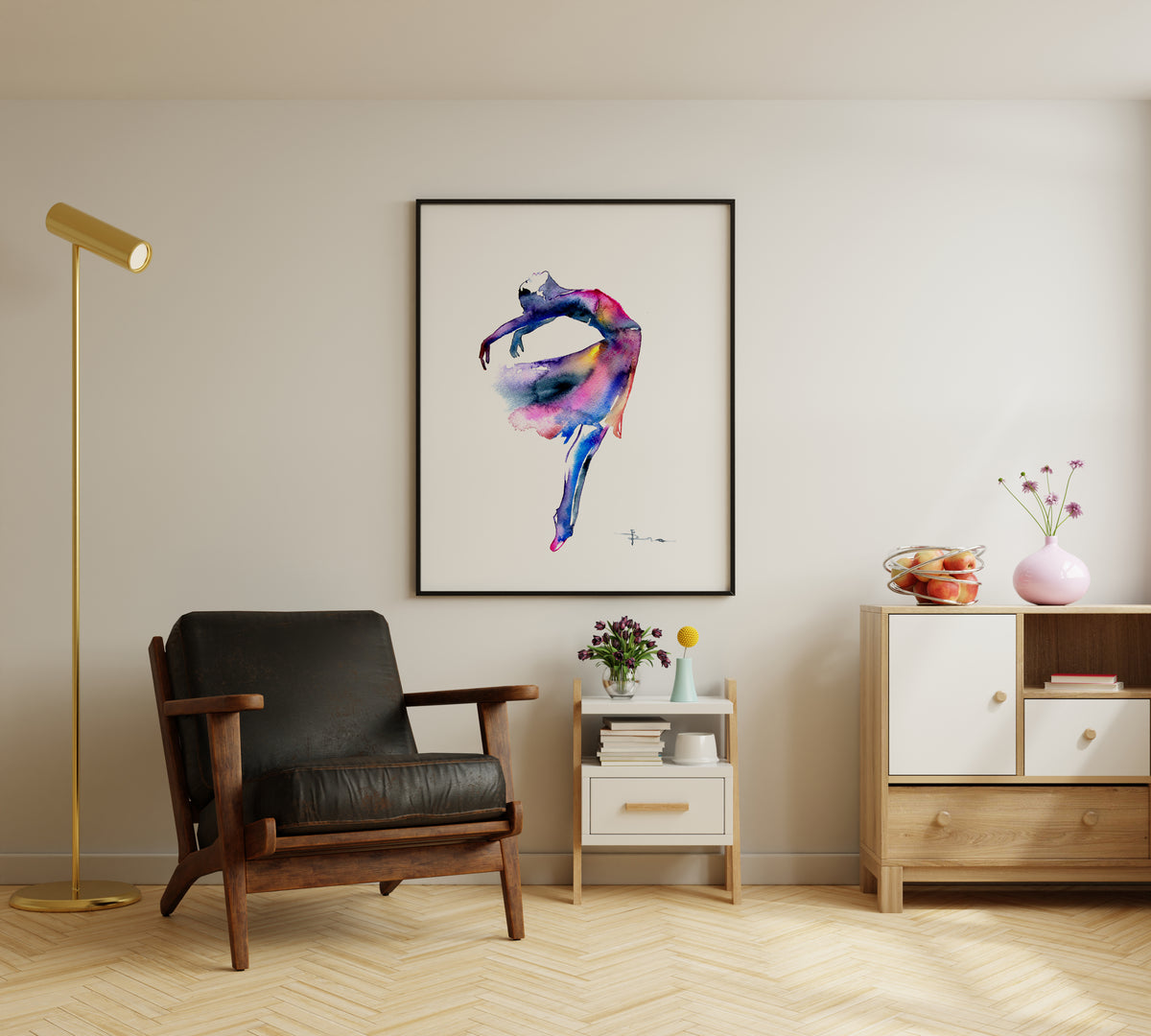 Modern Ballerina Watercolor Art Print | Dance Wall Art