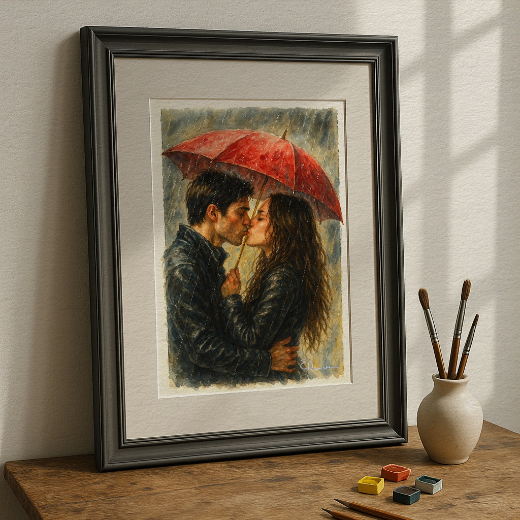 Love red umbrella | Art Print