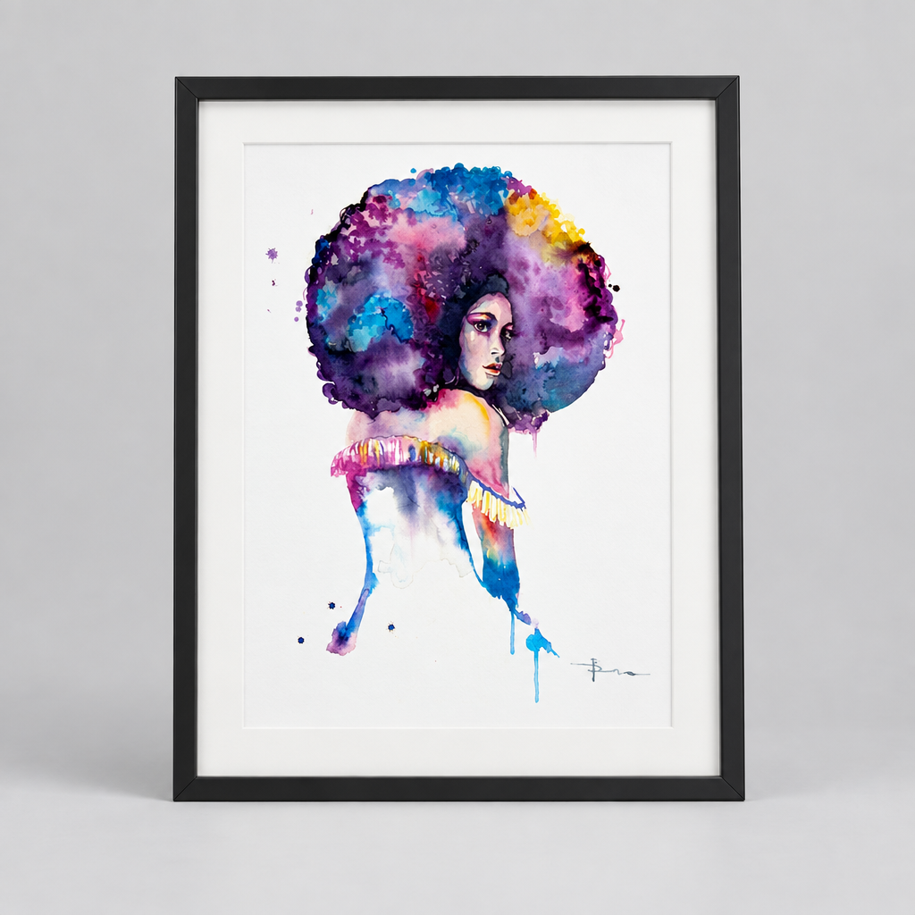 Afro Woman – Art Print from Original Watercolor Painting