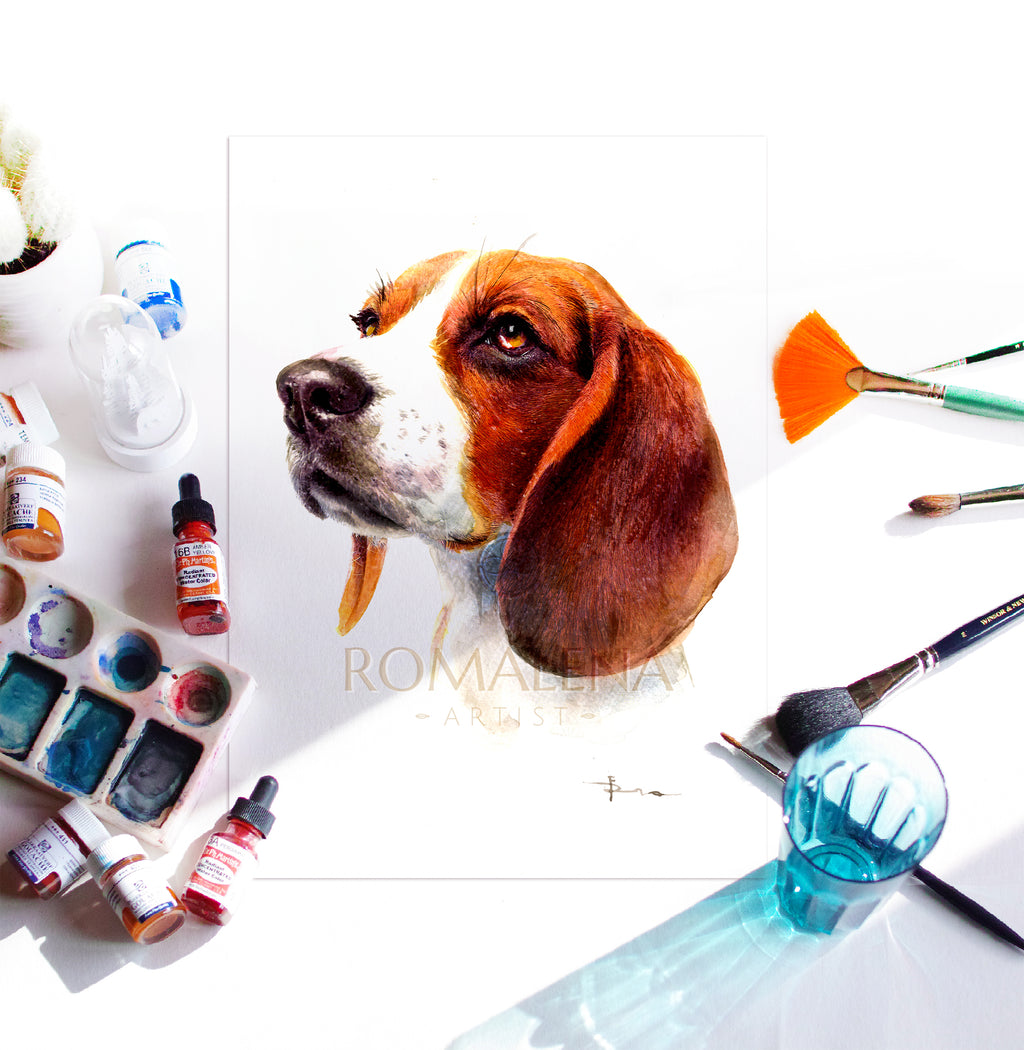 beagle  dog portrait from photo