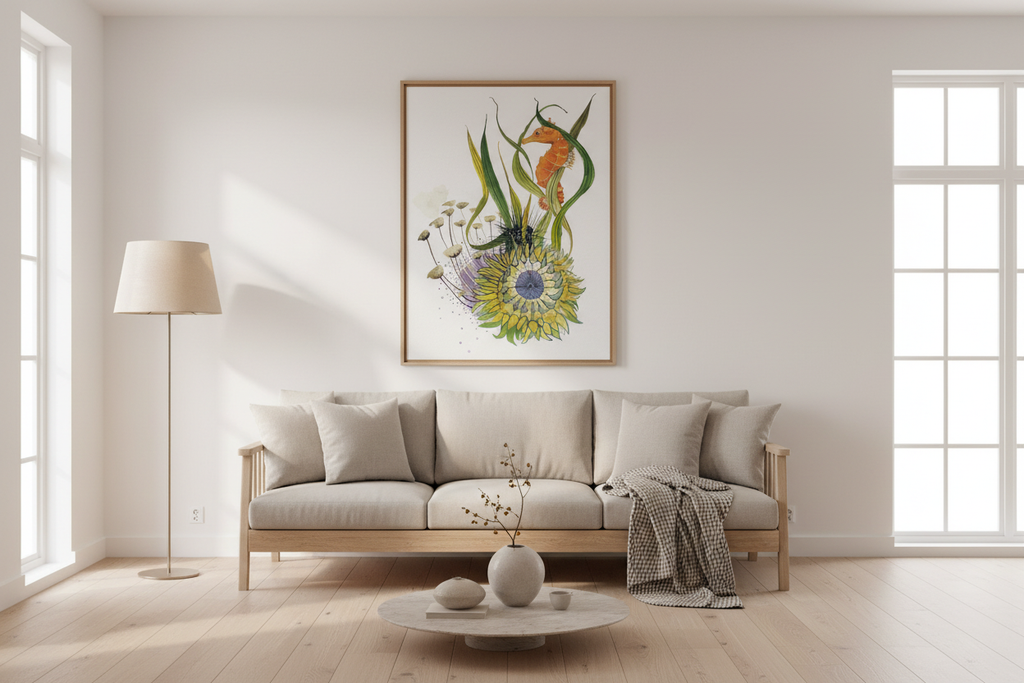 Seahorse Painting in Modern Interior