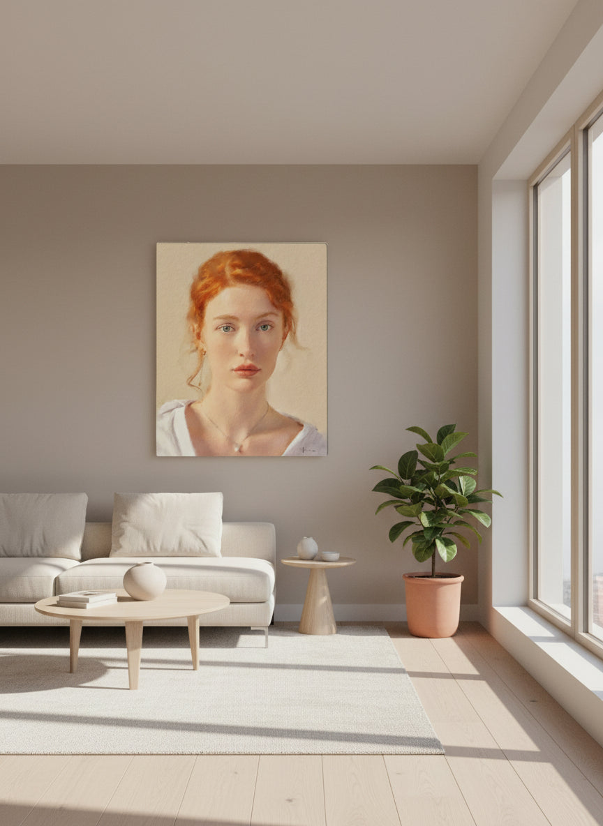 Portrait of a woman with red hair wall art